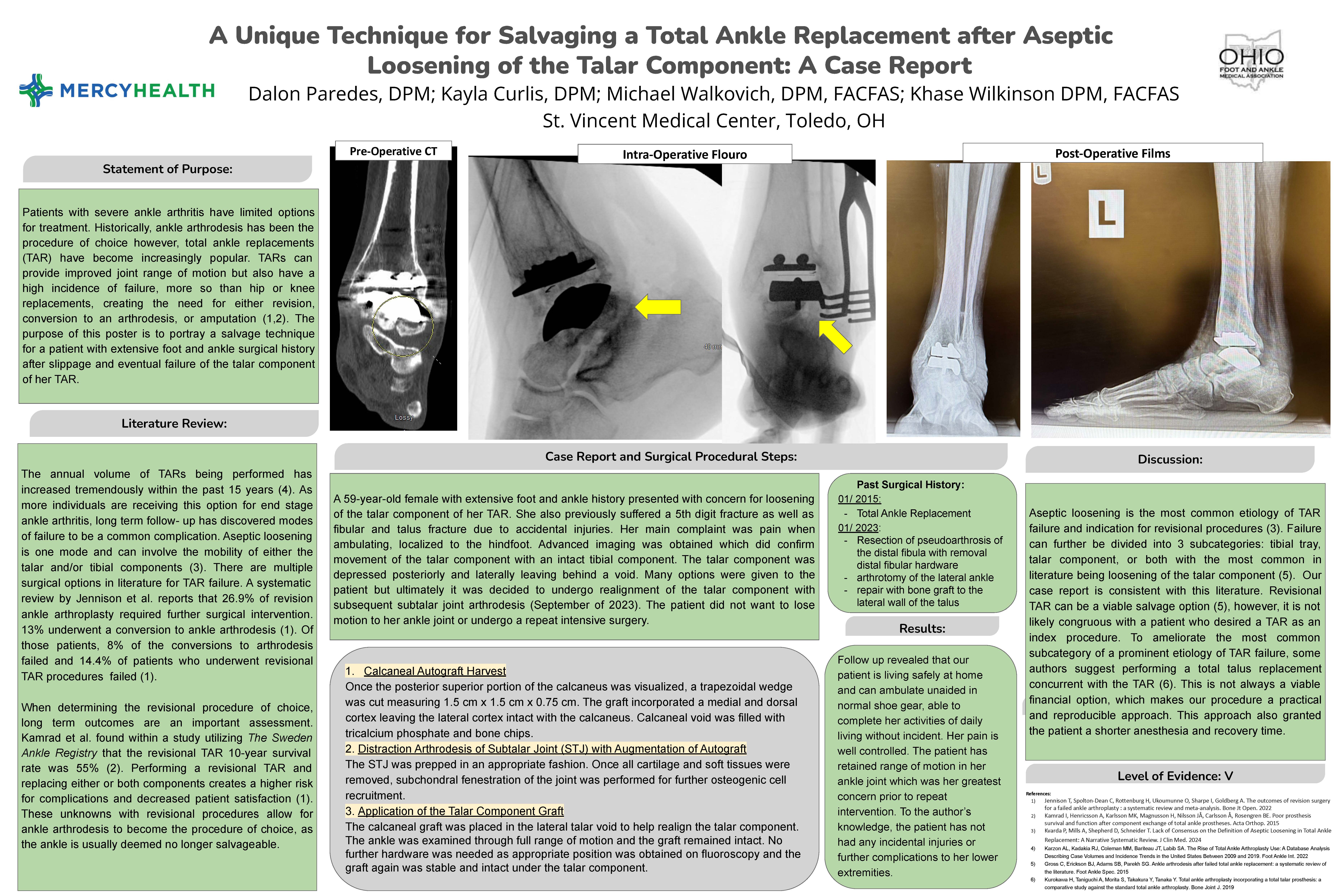 A Unique Technique for Salvaging a Total Ankle Replacement after Aseptic Loosening of the Talar Component: A Case Report